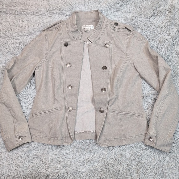 Christopher & Banks Jackets & Blazers - Christopher & Banks Jacket Womens S Gray Denim Open Front Casual Comfort Pockets